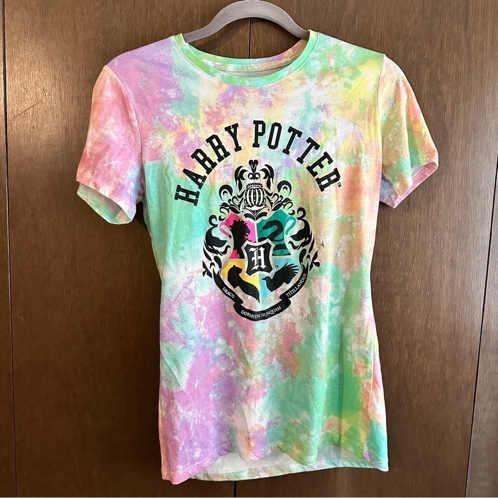 Disney Harry Potter Wizarding World Multi-colour Tie Dye Short Sleeve Tee Sz S - Picture 2 of 6